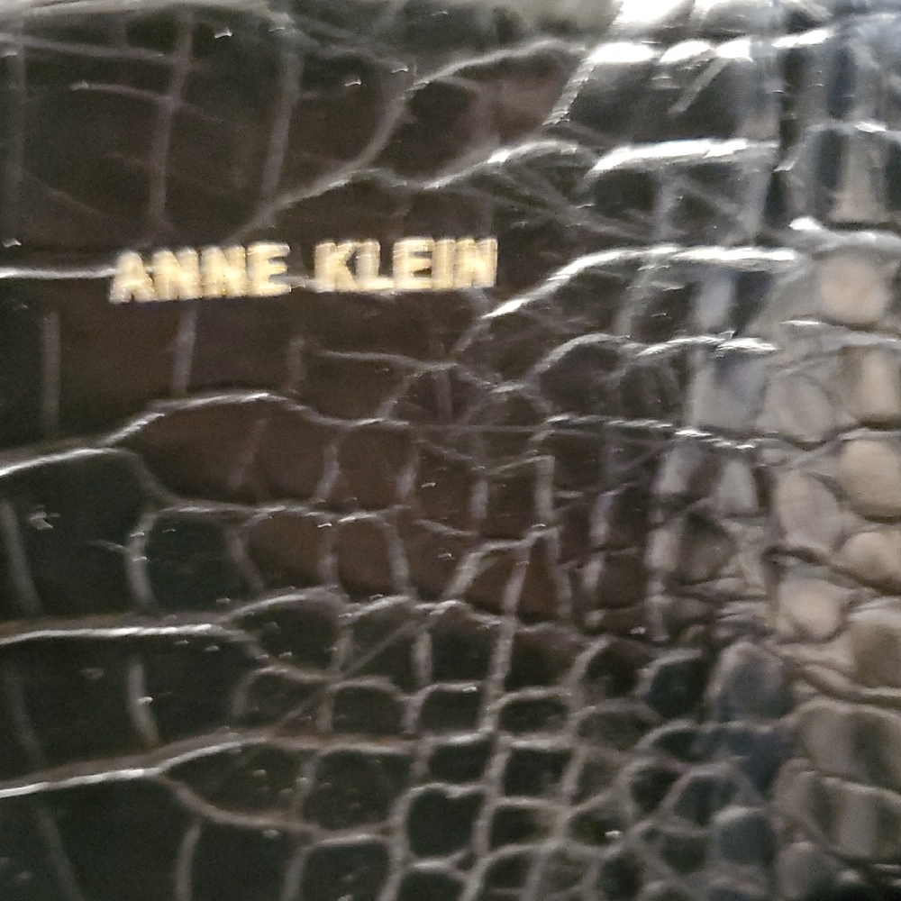 Anne Klein Black Croc-Embossed Satchel - Picture 2 of 11